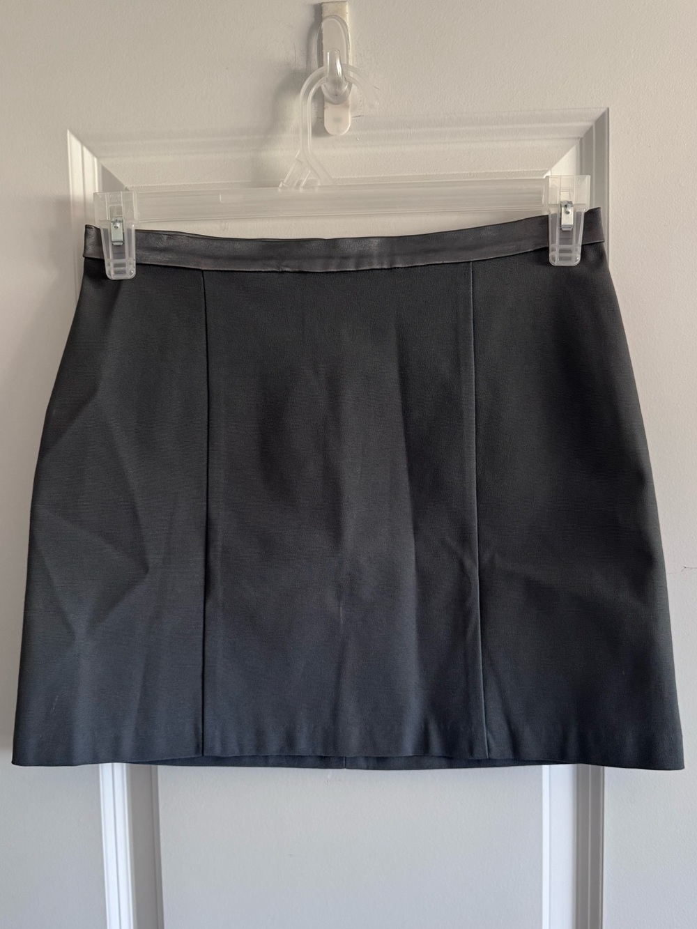 Cache Charcoal Gray Mini Skirt with Satin Waistband
